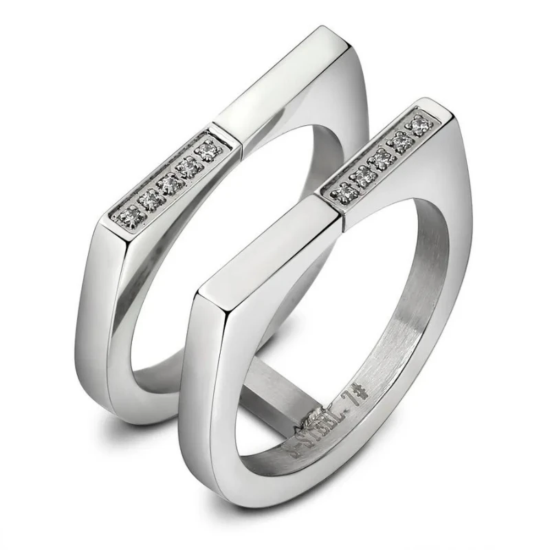 Bague Acier Inoxydable Femme : Charme Minimaliste 1 Bague Acier Inoxydable Femme : Charme Minimaliste