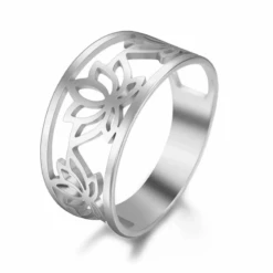 Bague Acier Inoxydable Femme Fleur De Lotus