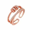 Bague Ajustable En Or Rose Pour Femme, Style Moderne