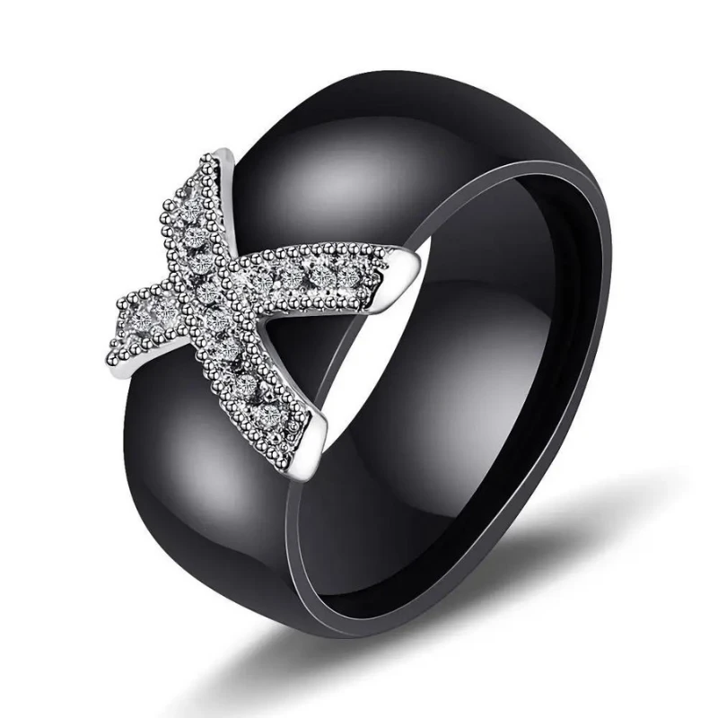 Bague Ceramique Noire Tendance Pour Femme 1 Bague Ceramique Noire Tendance Pour Femme