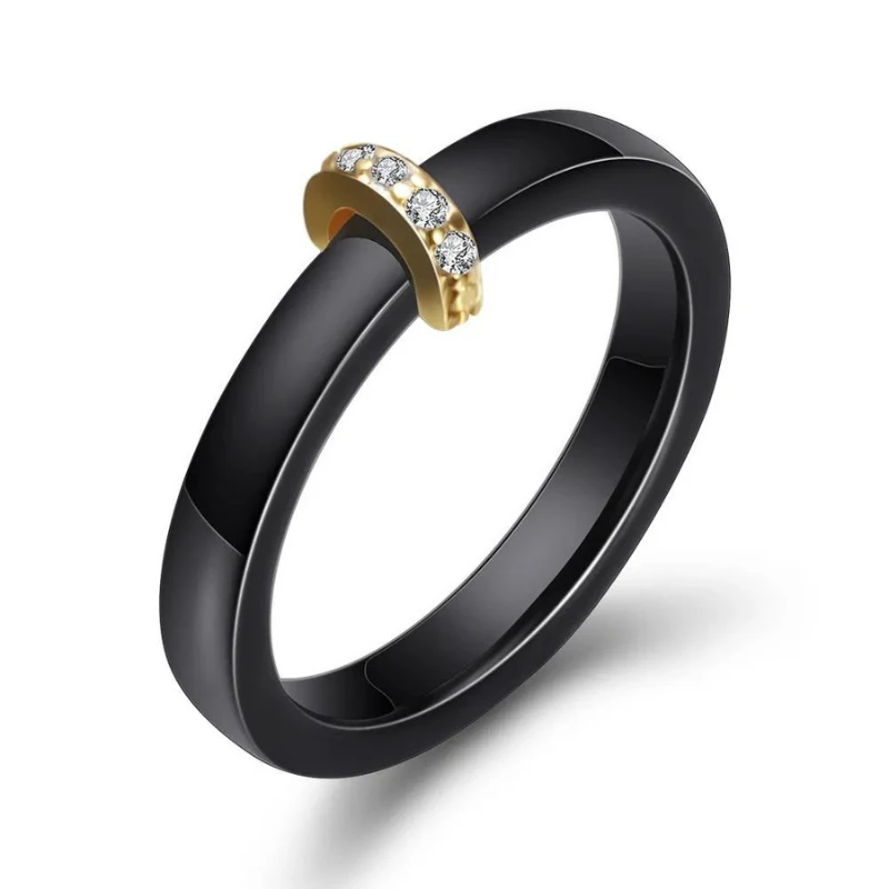 Bague Ceramique Noire Pour Femme: Style Minimaliste 1 Bague Ceramique Noire Pour Femme: Style Minimaliste