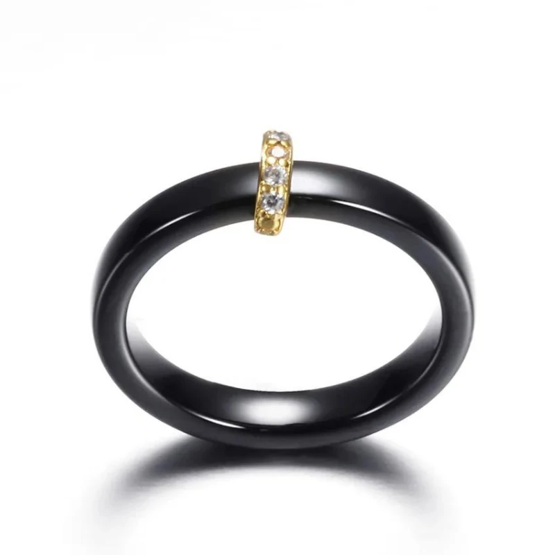 Bague Ceramique Noire Pour Femme: Style Minimaliste 2 Bague Ceramique Noire Pour Femme: Style Minimaliste – Image 2