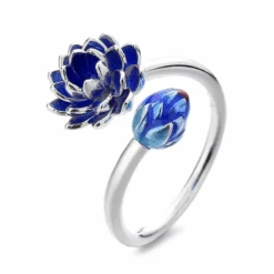 Bague Fantaisie Femme: Fleur De Lotus Bleue