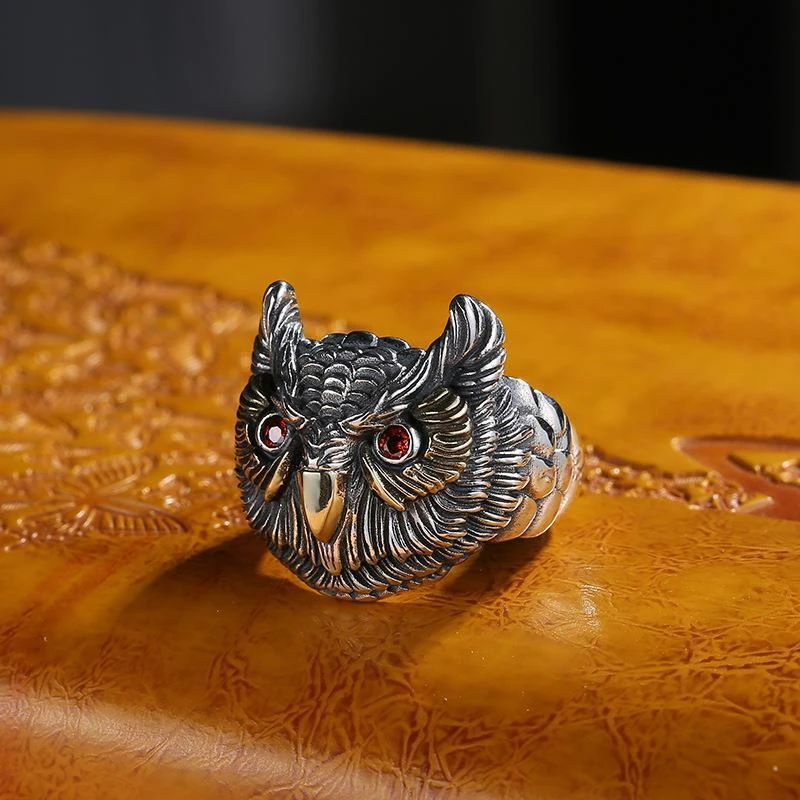 Bague Fantaisie Homme: Motif Du Hibou 2 Bague Fantaisie Homme: Motif Du Hibou – Image 2