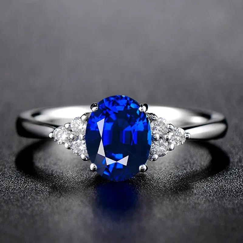 Bague Fiançailles Saphir Pierre Ovale 3 Bague Fiançailles Saphir Pierre Ovale – Image 3