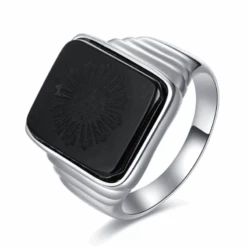 Samfuryus Soldes Boutique 21 Bague Homme Argent: Détails En Onyx