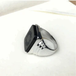 Samfuryus Soldes Boutique -Samfuryus Soldes Boutique Bague Homme Argent Details en Onyx 1