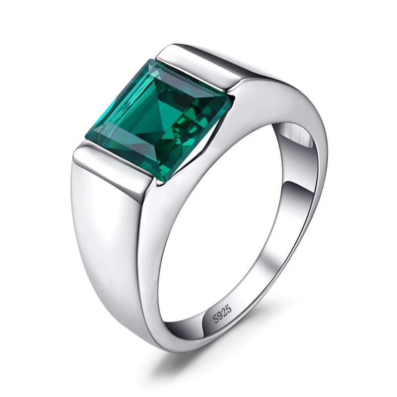 Bague Homme Argent Émeraude : Éclat Subtil 1 Bague Homme Argent Émeraude : Éclat Subtil