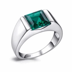 Samfuryus Soldes Boutique -Samfuryus Soldes Boutique Bague Homme Argent Emeraude Eclat Subtil 1