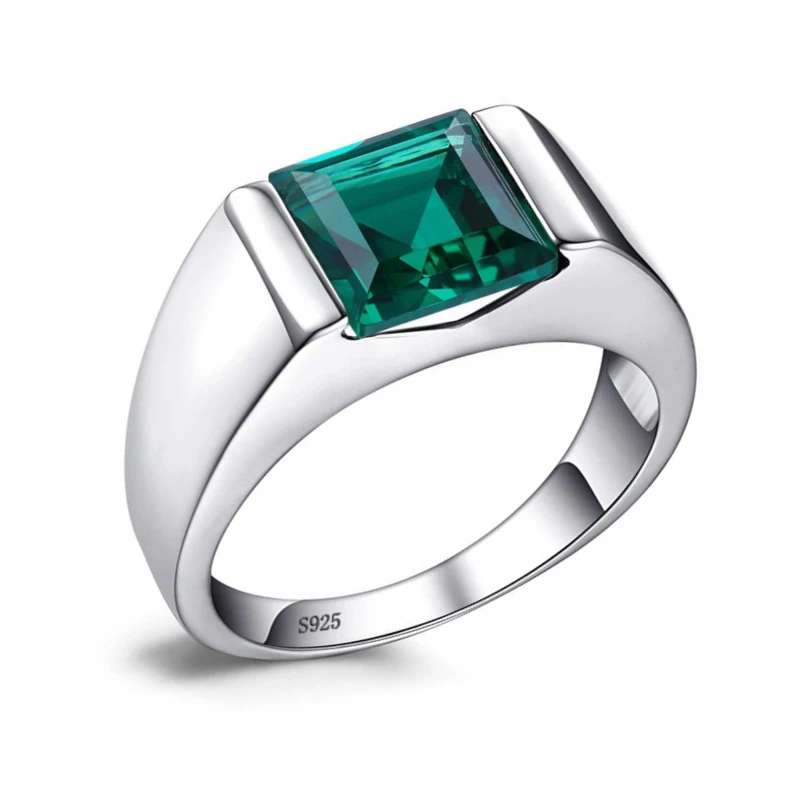 Bague Homme Argent Émeraude : Éclat Subtil 2 Bague Homme Argent Émeraude : Éclat Subtil – Image 2