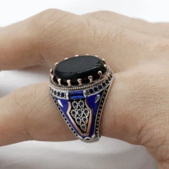 Bague Homme Onyx: Style Impeccable -Samfuryus Soldes Boutique Bague Homme Onyx Style Impeccable