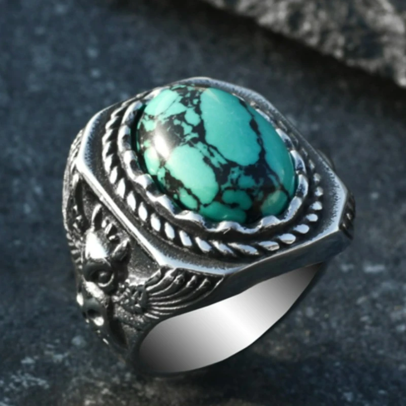 Bague Homme Turquoise: Bleu Élégant 2 Bague Homme Turquoise: Bleu Élégant – Image 2