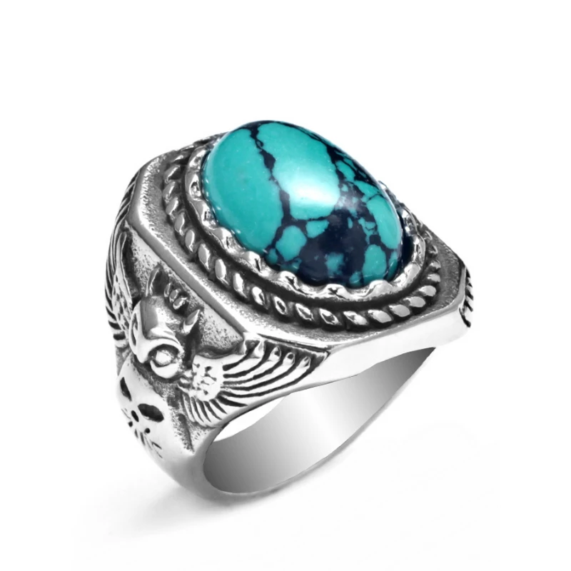 Bague Homme Turquoise: Bleu Élégant 1 Bague Homme Turquoise: Bleu Élégant