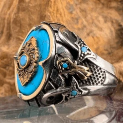 Bague Homme Turquoise: Éclat Du Turquoise 7 Bague Homme Turquoise: Éclat Du Turquoise -Samfuryus Soldes Boutique Bague Homme Turquoise Eclat du Turquoise 3