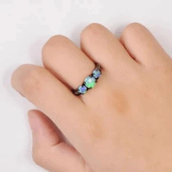 Bague Opale Bleue Éclat -Samfuryus Soldes Boutique Bague Opale Bleue Eclat 2