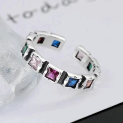 Bague Pierre Ajustable En Argent -Samfuryus Soldes Boutique Bague Pierre Ajustable en Argent 2