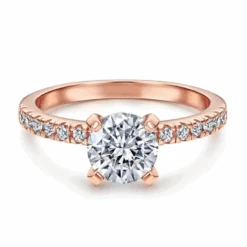 Bague De Promesse En Or Rose Pour Femme, Design Moderne (Plaqué Rose)