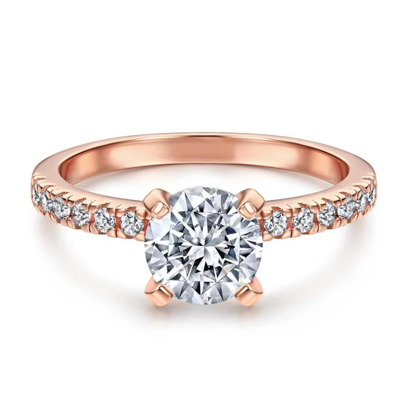 Bague De Promesse En Or Rose Pour Femme, Design Moderne (Plaqué Rose) 1 Bague De Promesse En Or Rose Pour Femme, Design Moderne (Plaqué Rose)