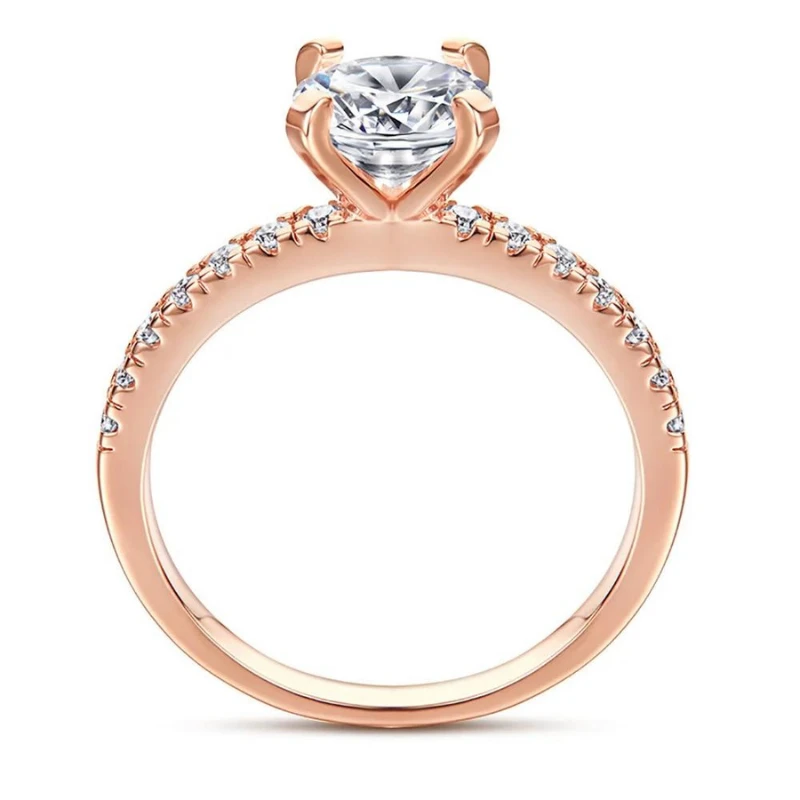 Bague De Promesse En Or Rose Pour Femme, Design Moderne (Plaqué Rose) 2 Bague De Promesse En Or Rose Pour Femme, Design Moderne (Plaqué Rose) – Image 2