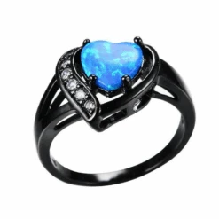 Bague En Opale Au Cœur Bleu