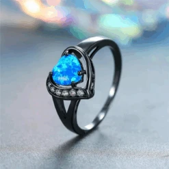 Bague En Opale Au Cœur Bleu -Samfuryus Soldes Boutique Bague en Opale au Coeur Bleu 2