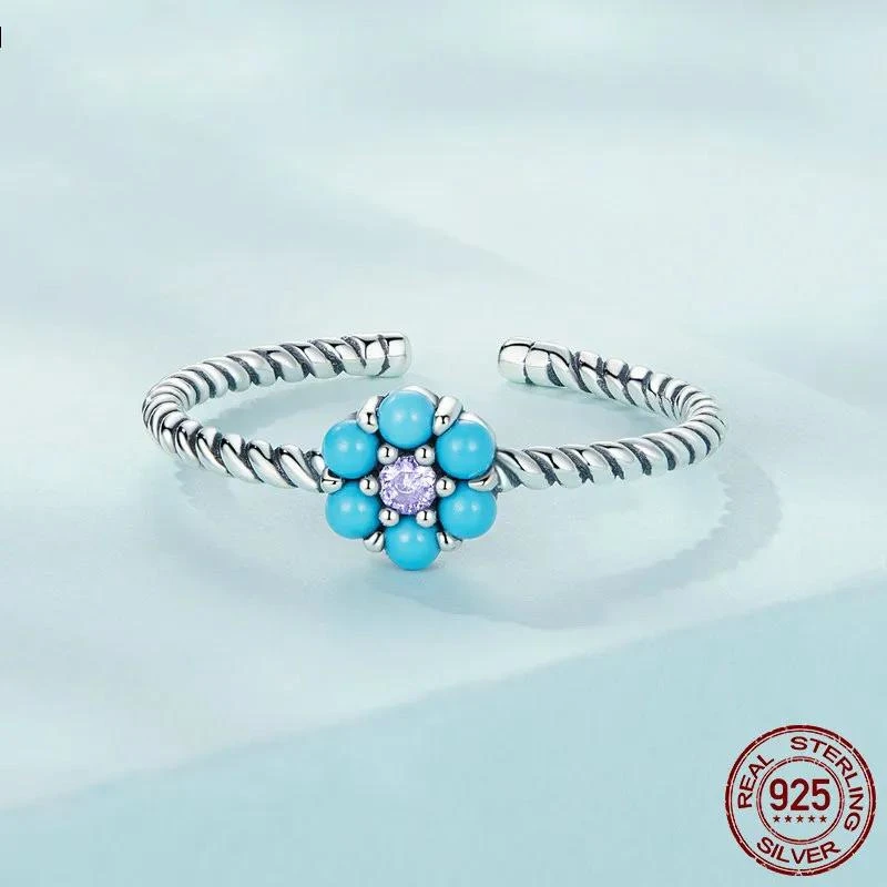 Bague En Turquoise à Petite Fleur 2 Bague En Turquoise à Petite Fleur – Image 2