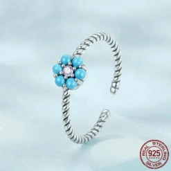 Bague En Turquoise à Petite Fleur 5 Bague En Turquoise à Petite Fleur -Samfuryus Soldes Boutique Bague en Turquoise a Petite Fleur 2