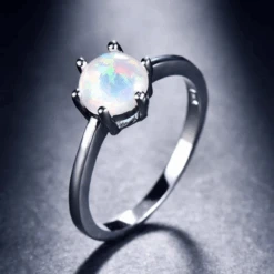 Bague Pour Femme En Opale Bleue Étincelante 5 Bague Pour Femme En Opale Bleue Étincelante -Samfuryus Soldes Boutique Bague pour Femme en Opale Bleue Etincelante 2