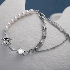 Bracelet Argent Femme: Perle Métallique 6 Bracelet Argent Femme: Perle Métallique -Samfuryus Soldes Boutique Bracelet Argent Femme Perle Metallique 2