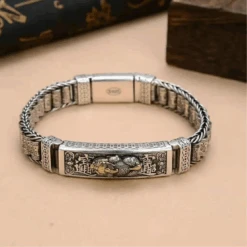 Bracelet Homme Argent Luxe -Samfuryus Soldes Boutique Bracelet Homme Argent Luxe 2