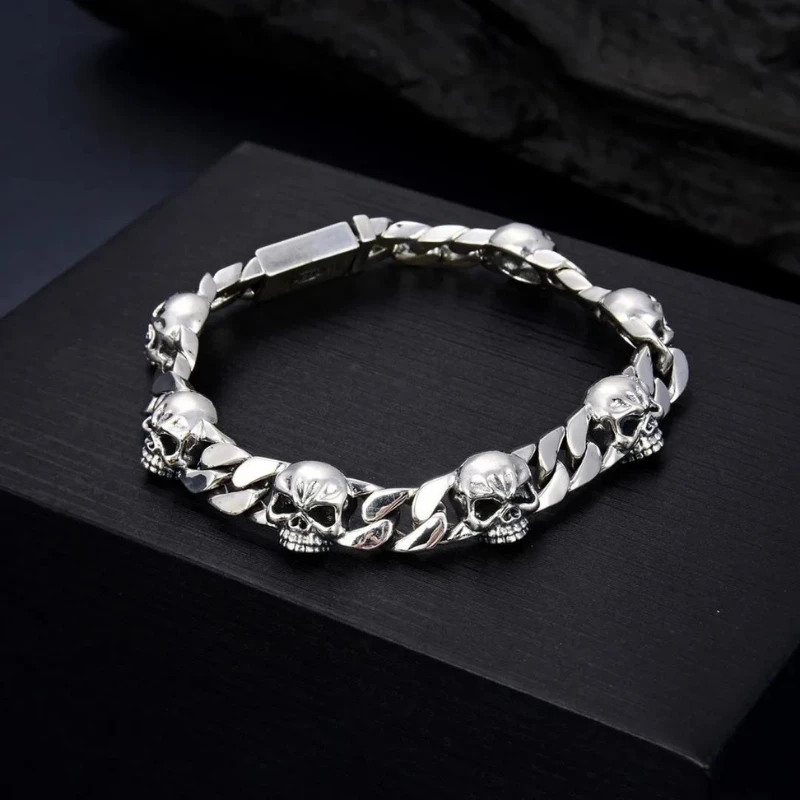 Bracelet Homme Argent Tête De Mort 2 Bracelet Homme Argent Tête De Mort – Image 2
