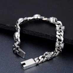 Bracelet Homme Argent Tête De Mort 7 Bracelet Homme Argent Tête De Mort -Samfuryus Soldes Boutique Bracelet Homme Argent Tete de Mort 1