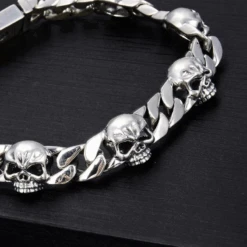 Bracelet Homme Argent Tête De Mort 8 Bracelet Homme Argent Tête De Mort -Samfuryus Soldes Boutique Bracelet Homme Argent Tete de Mort 3