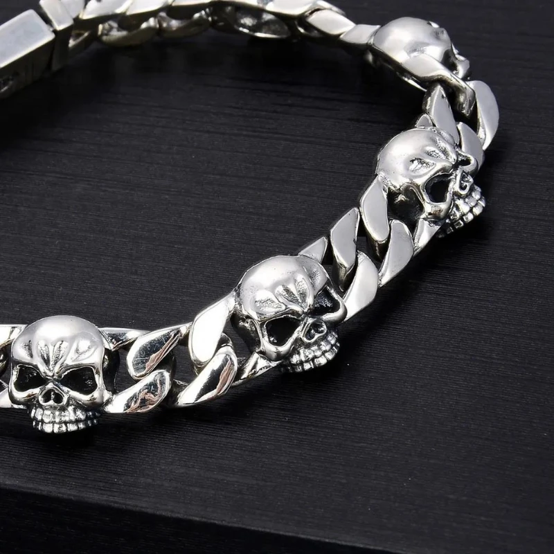 Bracelet Homme Argent Tête De Mort 4 Bracelet Homme Argent Tête De Mort – Image 4