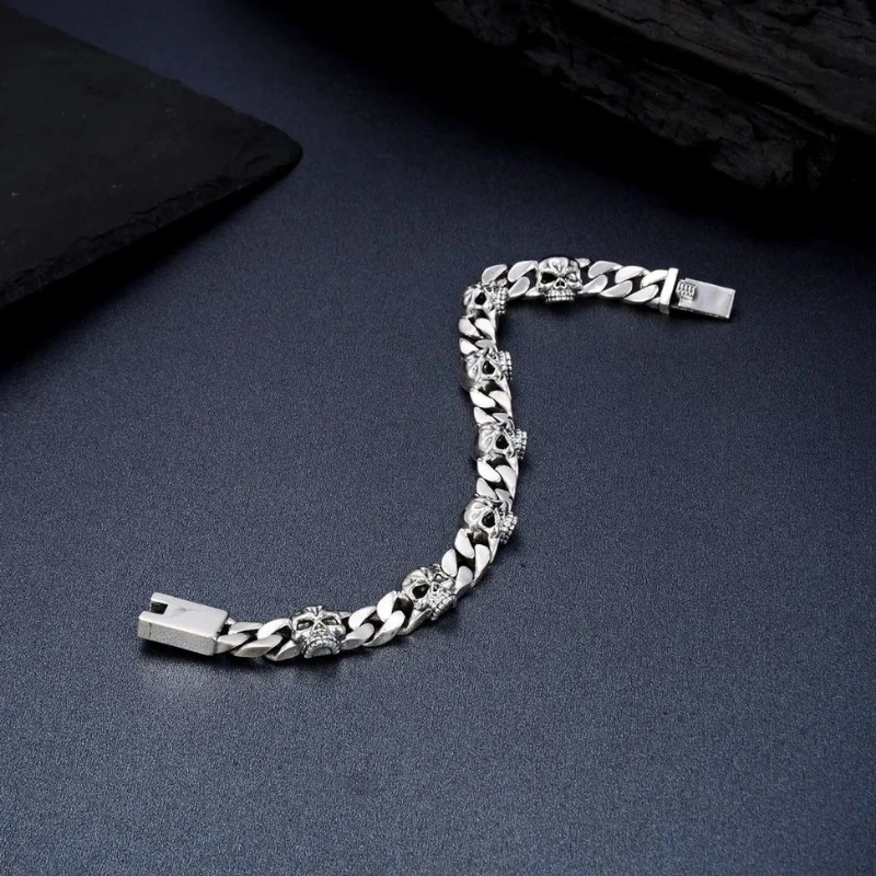 Bracelet Homme Argent Tête De Mort 5 Bracelet Homme Argent Tête De Mort – Image 5