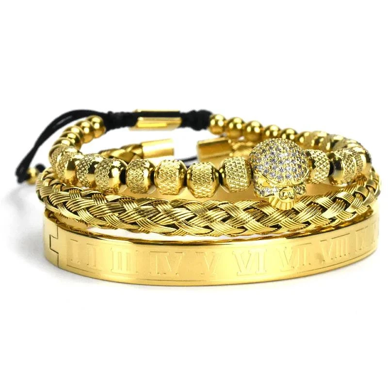 Bracelet Homme Luxe : Or Et Tête De Mort 2 Bracelet Homme Luxe : Or Et Tête De Mort – Image 2