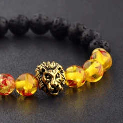 Bracelet Perle Homme : Tête De Lion -Samfuryus Soldes Boutique Bracelet Perle Homme Tete de Lion 3