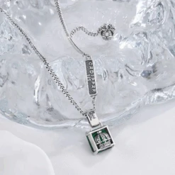 Chaîne Argent Femme Émeraude, Longueur 50 Cm 5 Chaîne Argent Femme Émeraude, Longueur 50 Cm -Samfuryus Soldes Boutique Chaine Argent Femme Emeraude 3